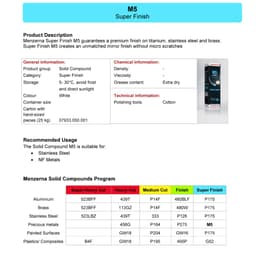 Menzerna M5 Süper Parlatıcı Katı Cila Beyaz Değerli Metaller Paslanmaz Çelik Boyalı Yüzey Parlatıcı – 1300 Gr - 2