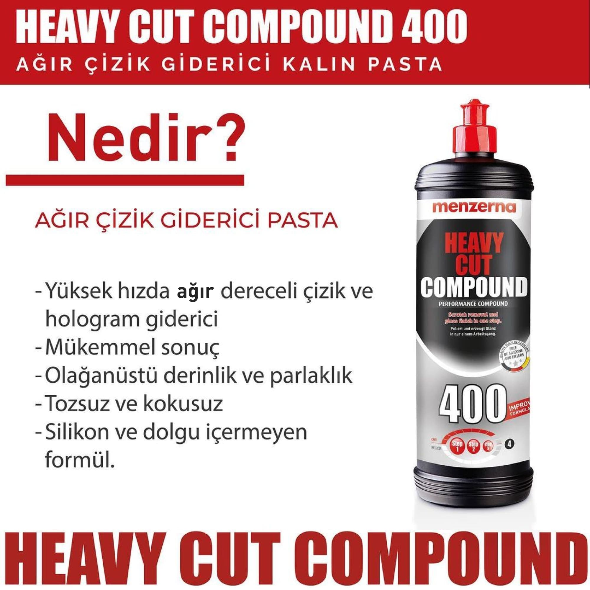 MENZERNA YENİ 400 Ağır Çizik Giderici Kalın Pasta - 250 ml - 2