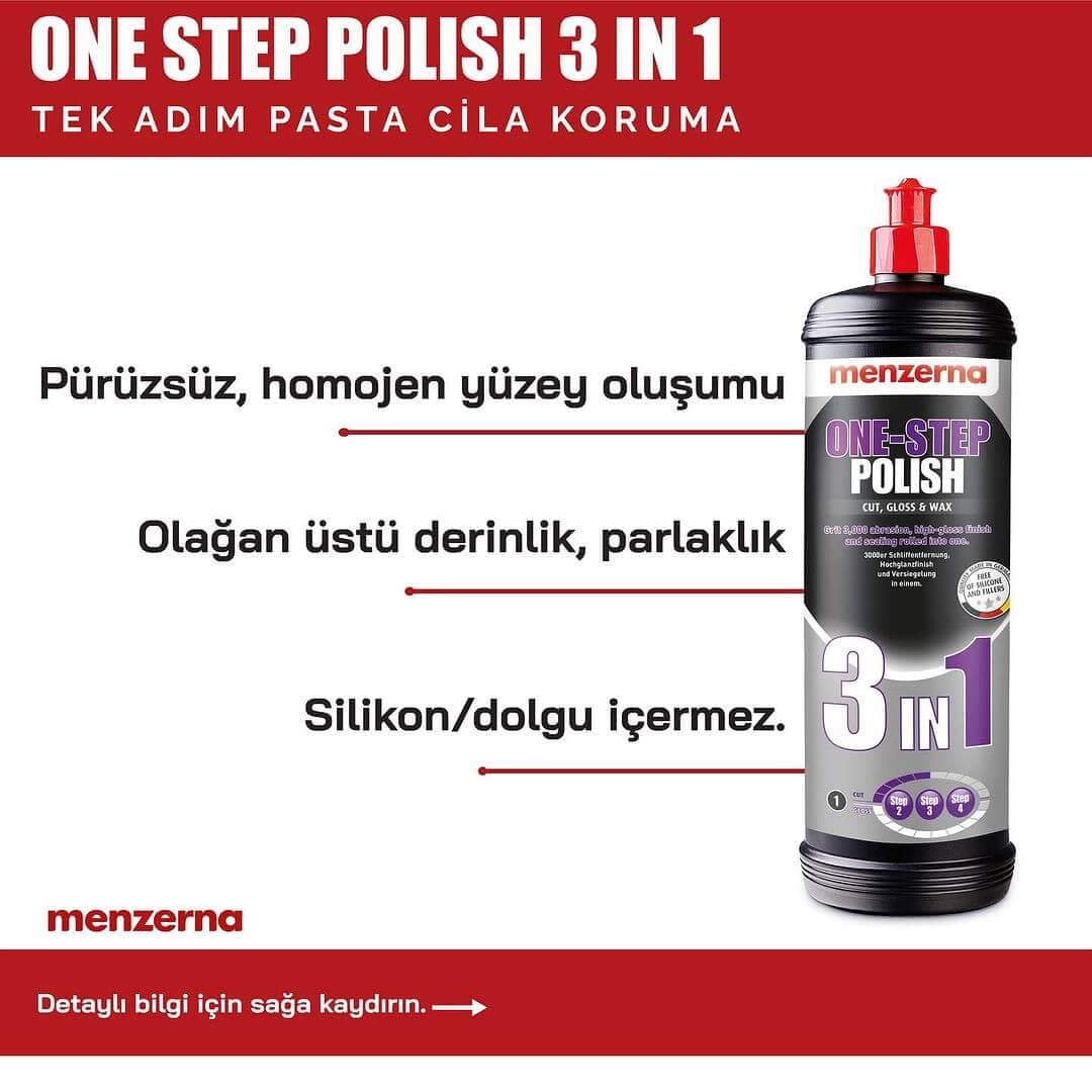 MENZERNA One-Step Polish 3in1 Tek Adım Pasta Cila Koruma - 1 lt - 4