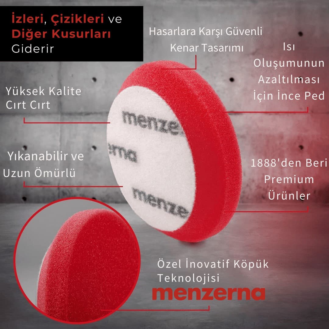 MENZERNA Ağır Kesim Kalın Pasta Süngeri 2li Paket (Kırmızı) - 95mm - 3